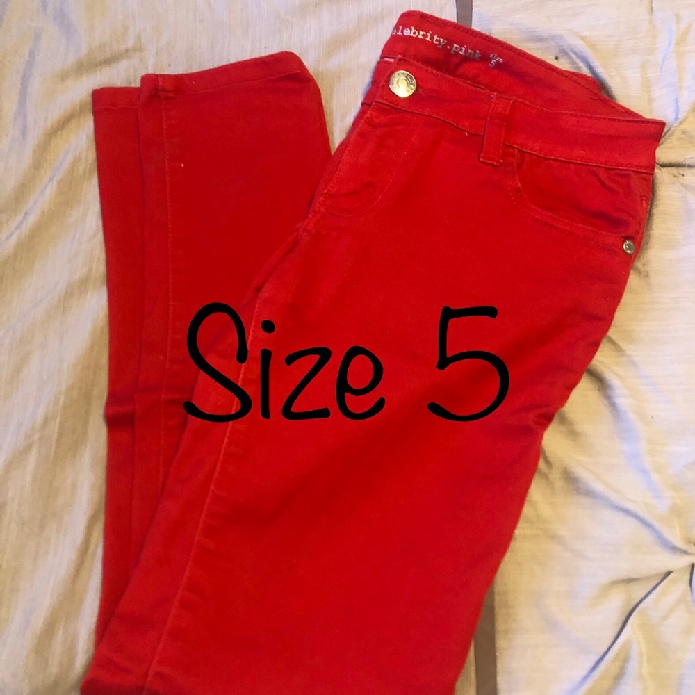 Red skinny jeans